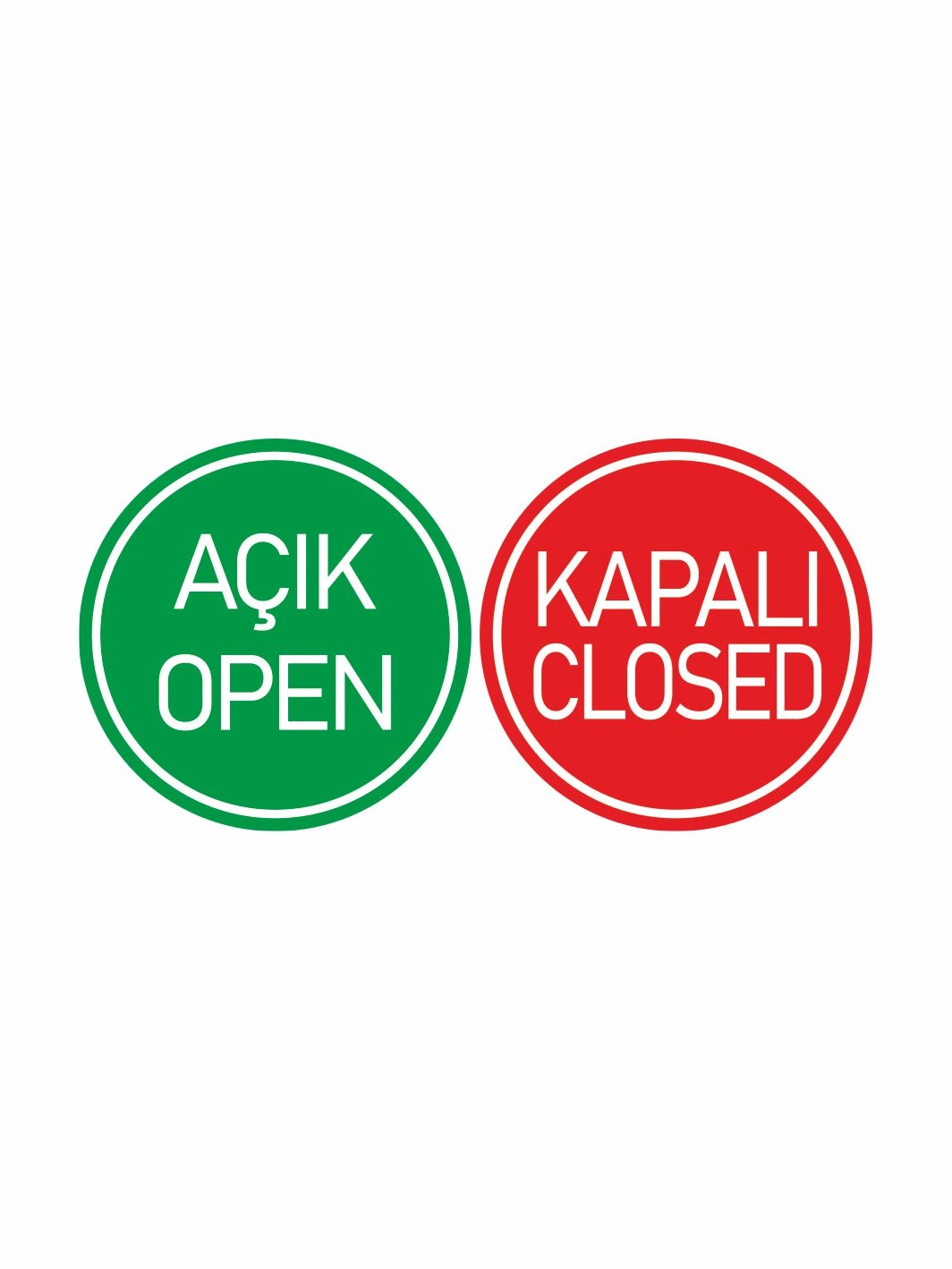 İşyeri Dükkan Mağaza Açık Kapalı Levhası Open Closed Yeşil Kırmızı