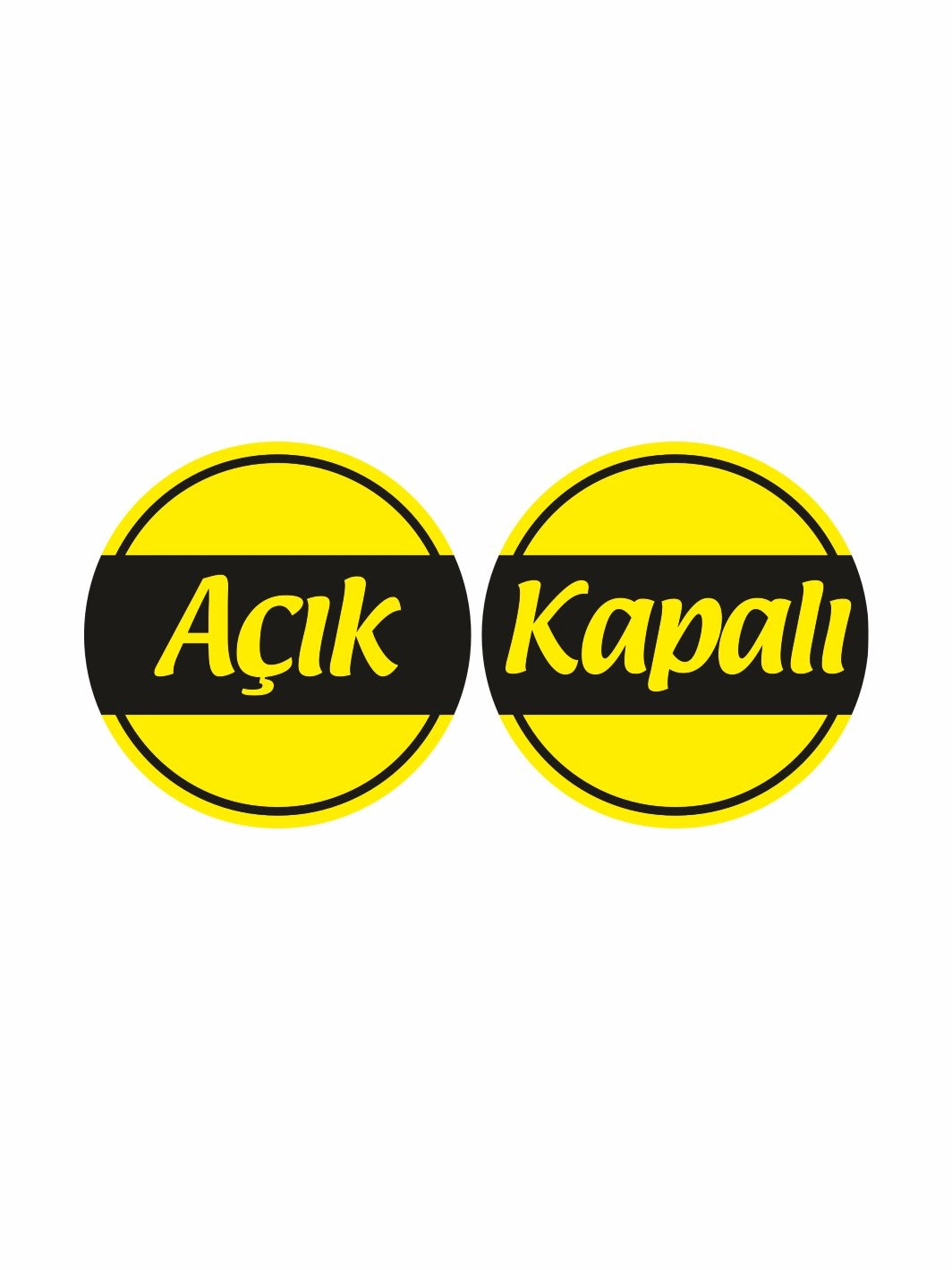 İşyeri Dükkan Mağaza Açık Kapalı Levhası Sarı Siyah