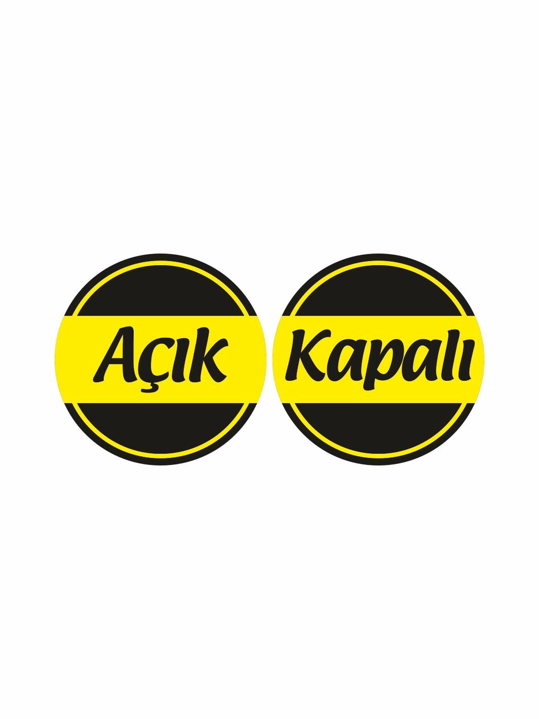 İşyeri Dükkan Mağaza Açık Kapalı Levhası Sarı Siyah Modern Çizgi