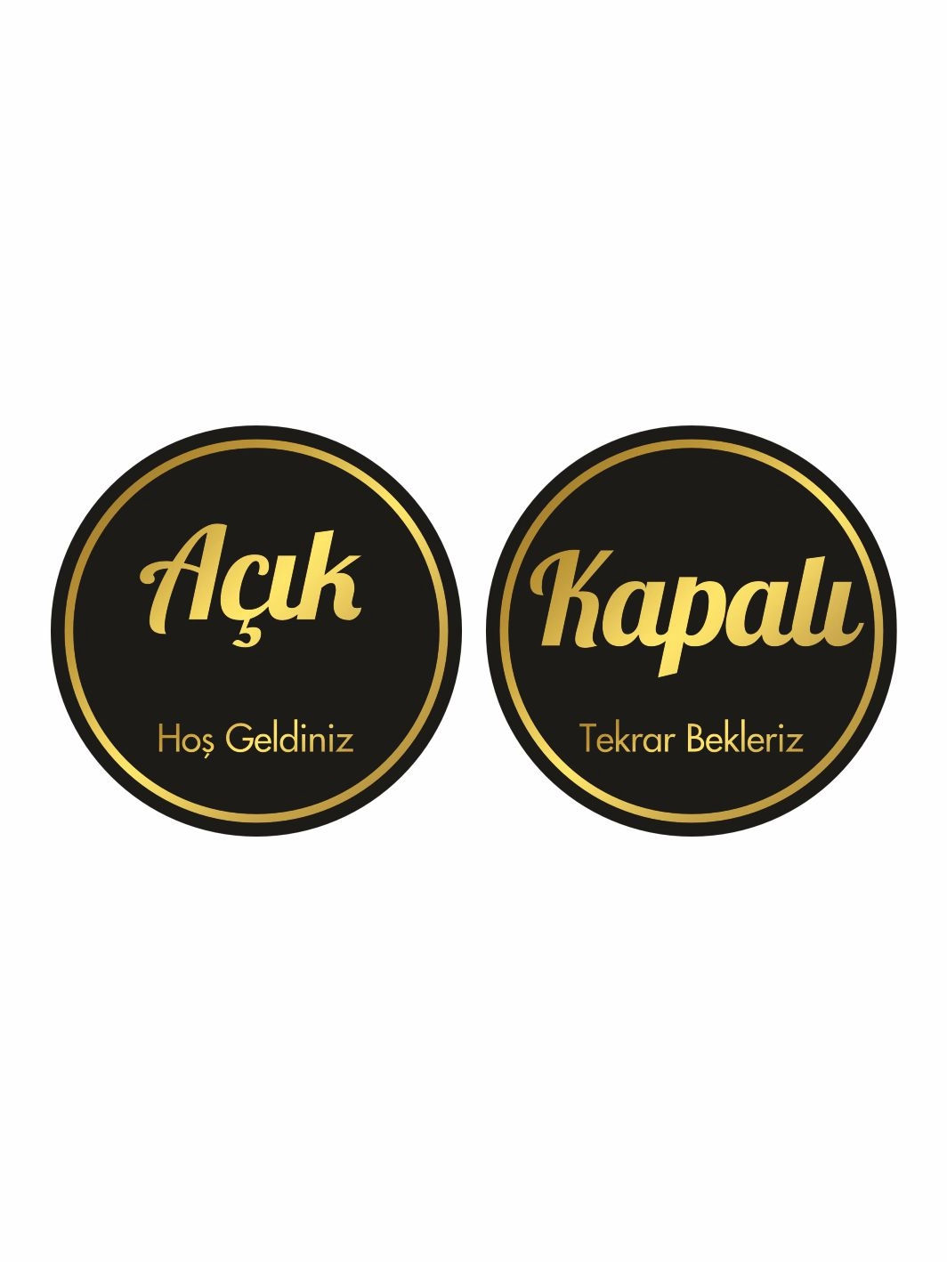 İşyeri Dükkan Mağaza Açık Kapalı Levhası Siyah Gold Hoş Geldiniz Tekrar Bekleriz