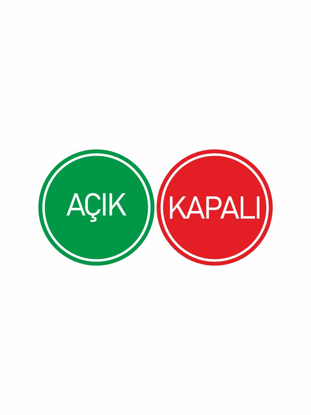 İşyeri Dükkan Mağaza Açık Kapalı Levhası Yeşil Kırmızı