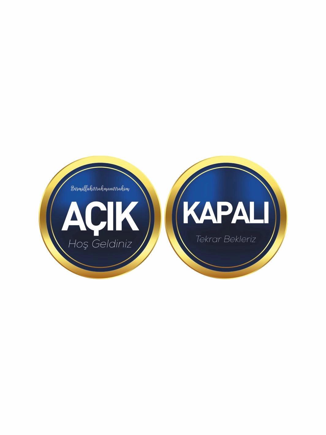 İşyeri Mağaza Dükkan Açık Kapalı Levhası Lacivert Gold Renk