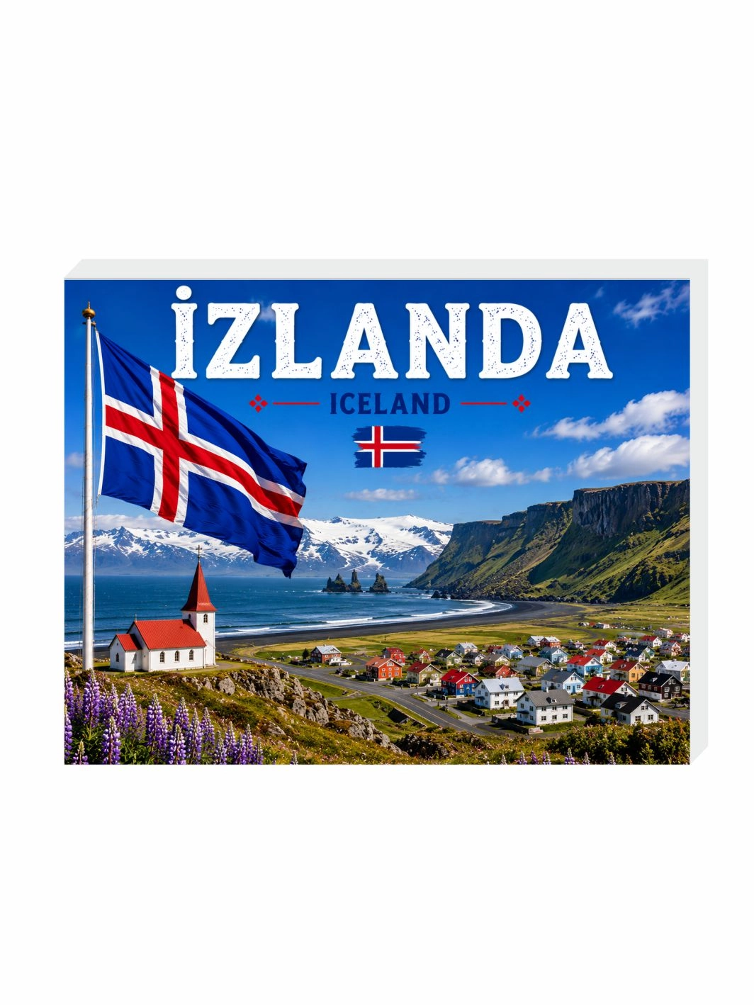 İzlanda Buzdolabı Magnet Süsü – 9x7 cm Hatıra Magneti