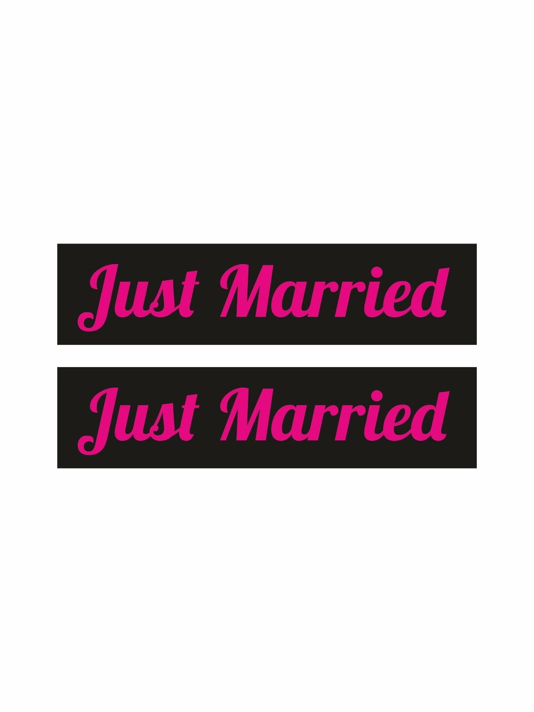 Just Married Folyo Baskı Gelin Arabası Plaka  Siyah Pembe Renk