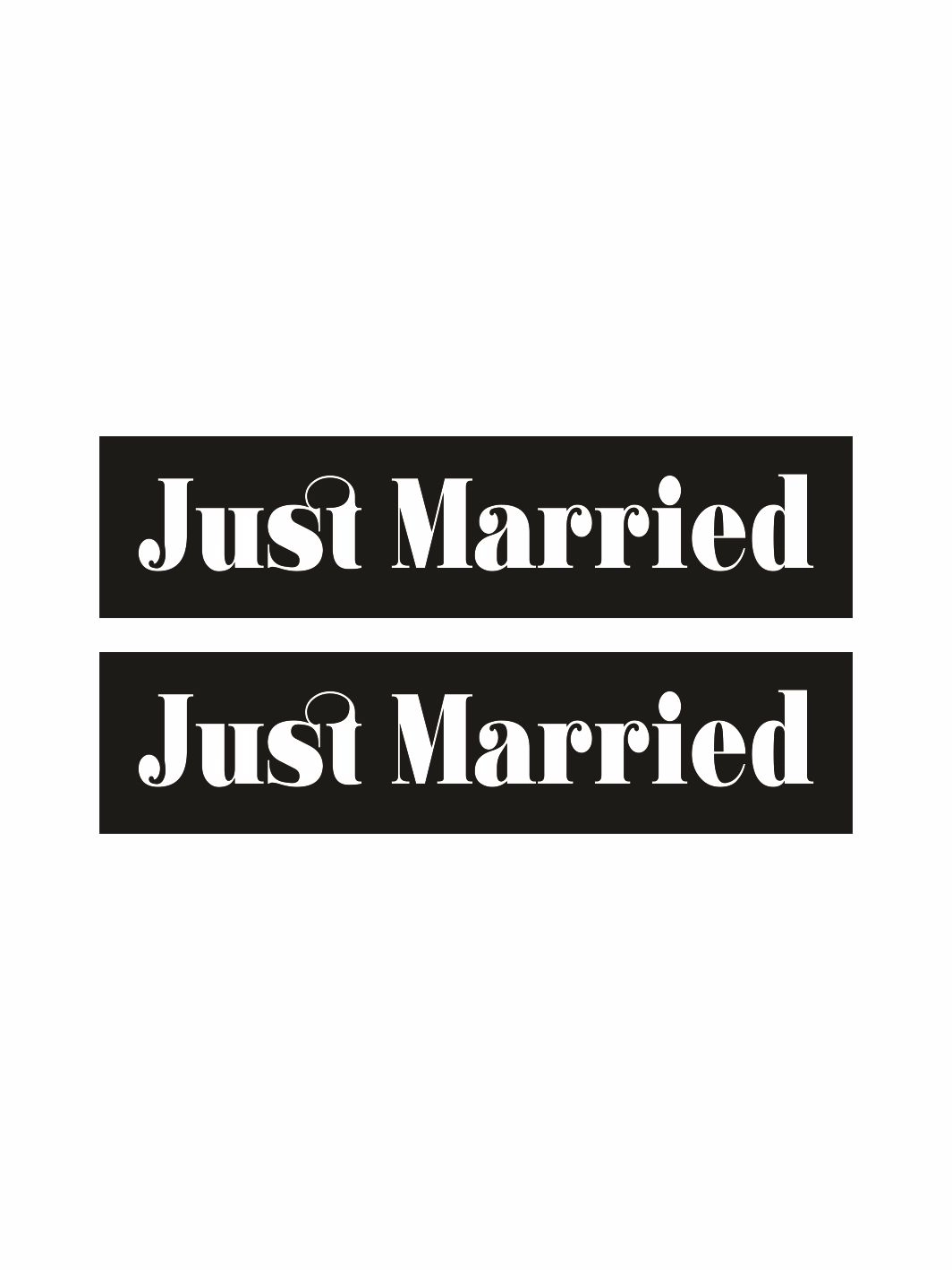 Just Married Folyo Baskısı Gelin Arabası Plaka  Siyah Beyaz Renk