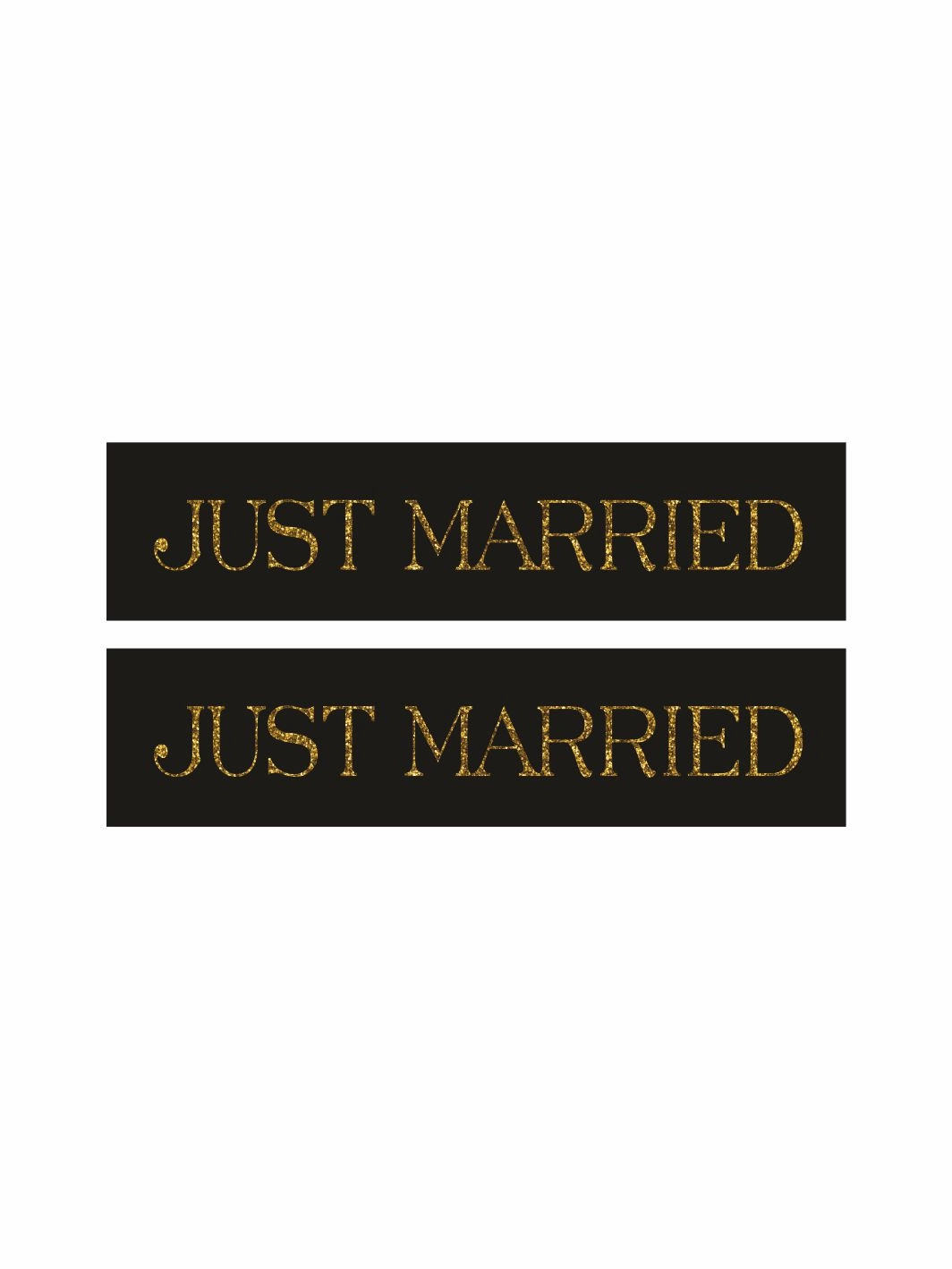 Just Married Gelin Arabası Plaka Folyo Etiket  Siyah Gold Renk