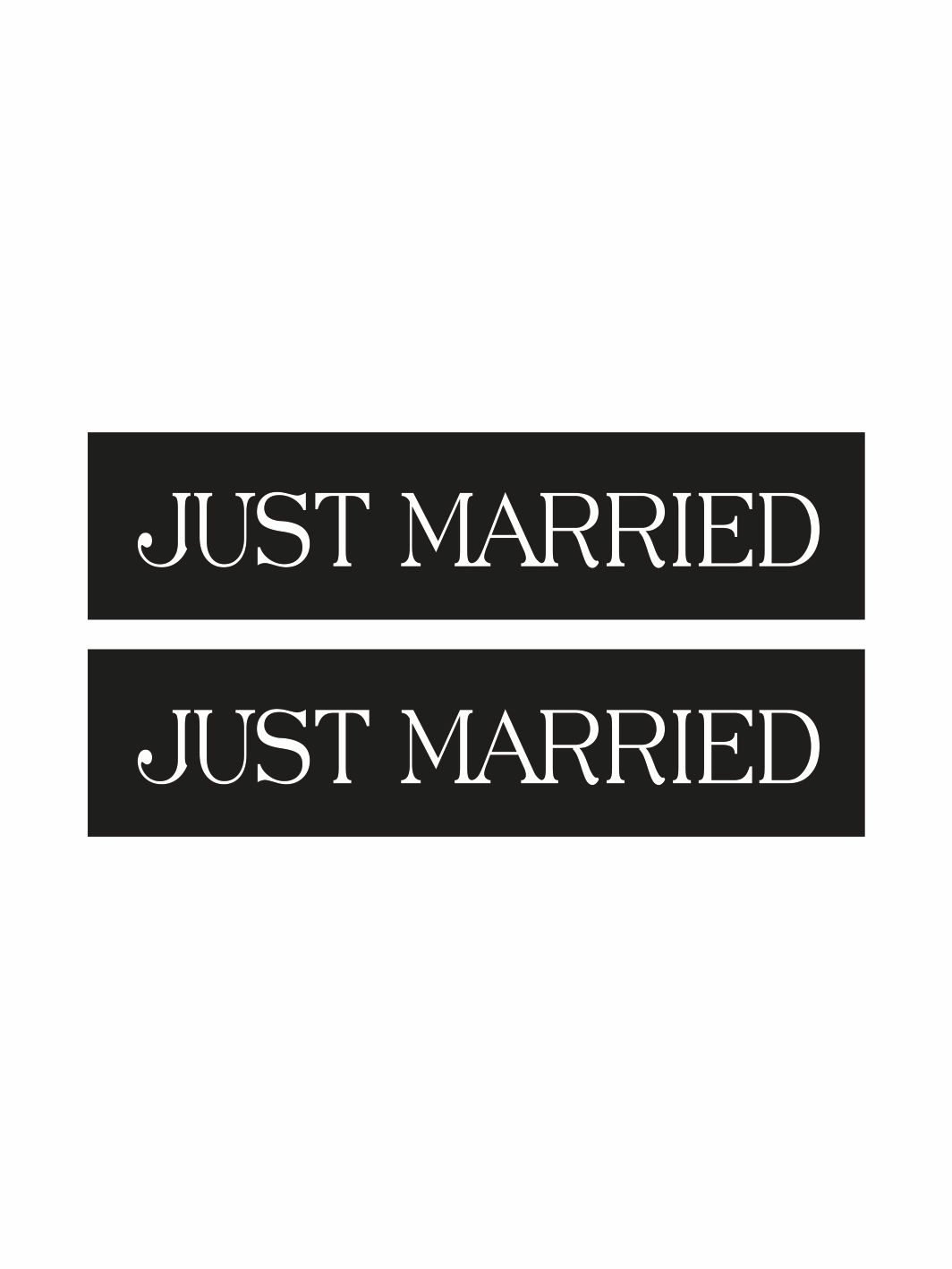 Just Married Gelin Arabası Plaka Folyo Sticker  Siyah Beyaz Konsept