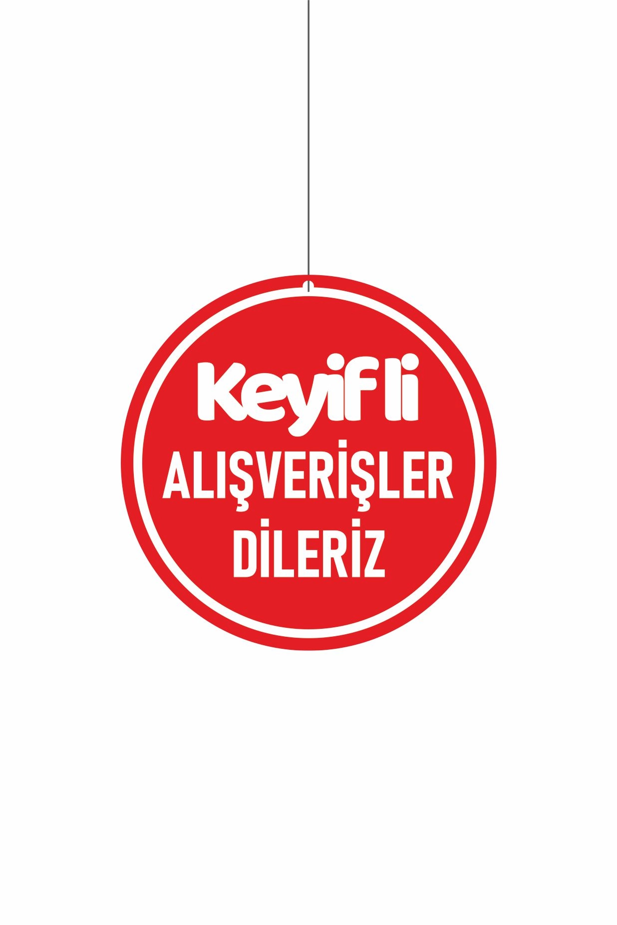 Keyifli Alışverişler Dileriz Dönkartı 30x30 cm Ebat Çift Yön Baskı