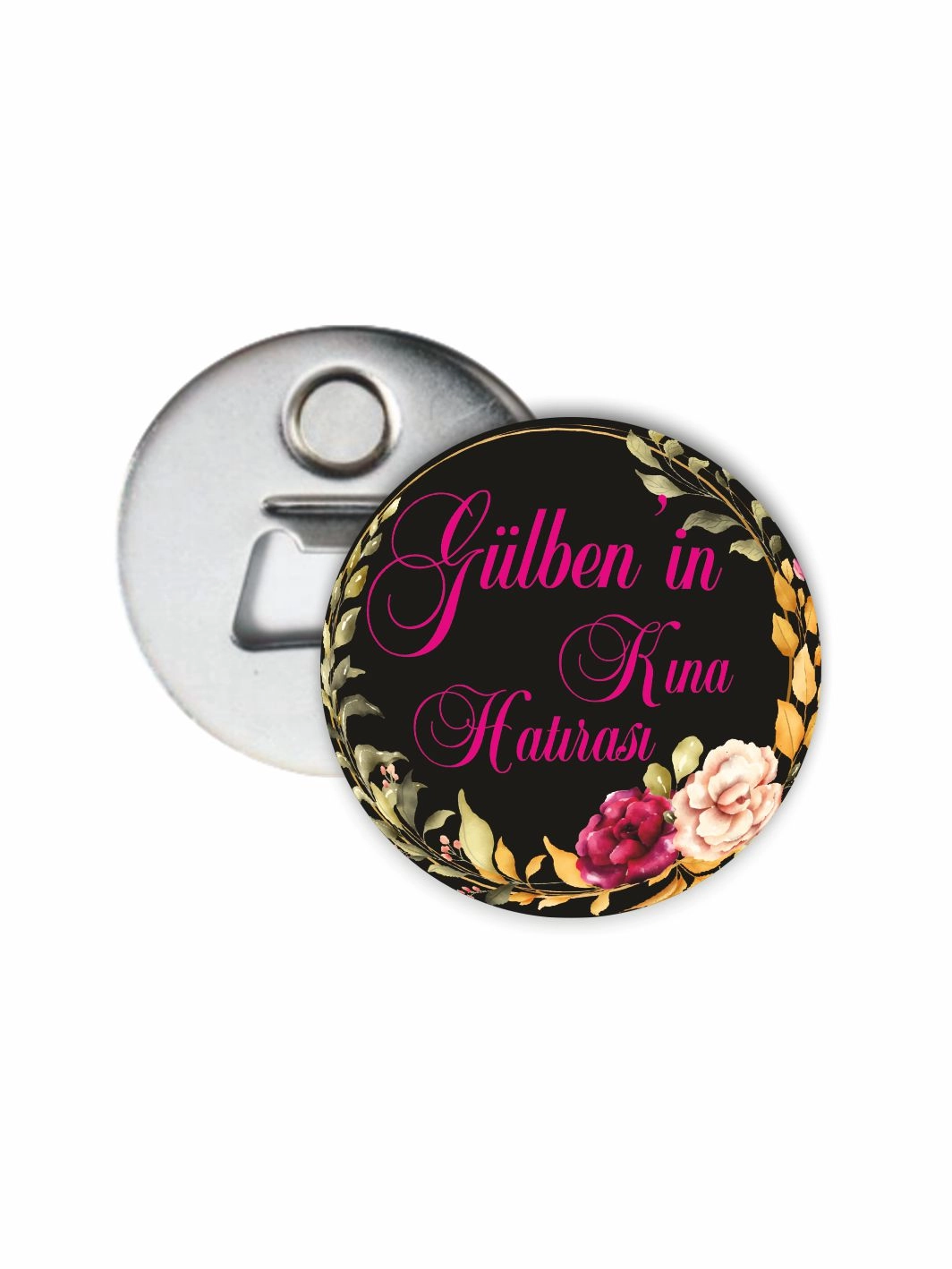 Kına Açacak Magneti Boho Çiçek Konsept 58mm Buton Magnet