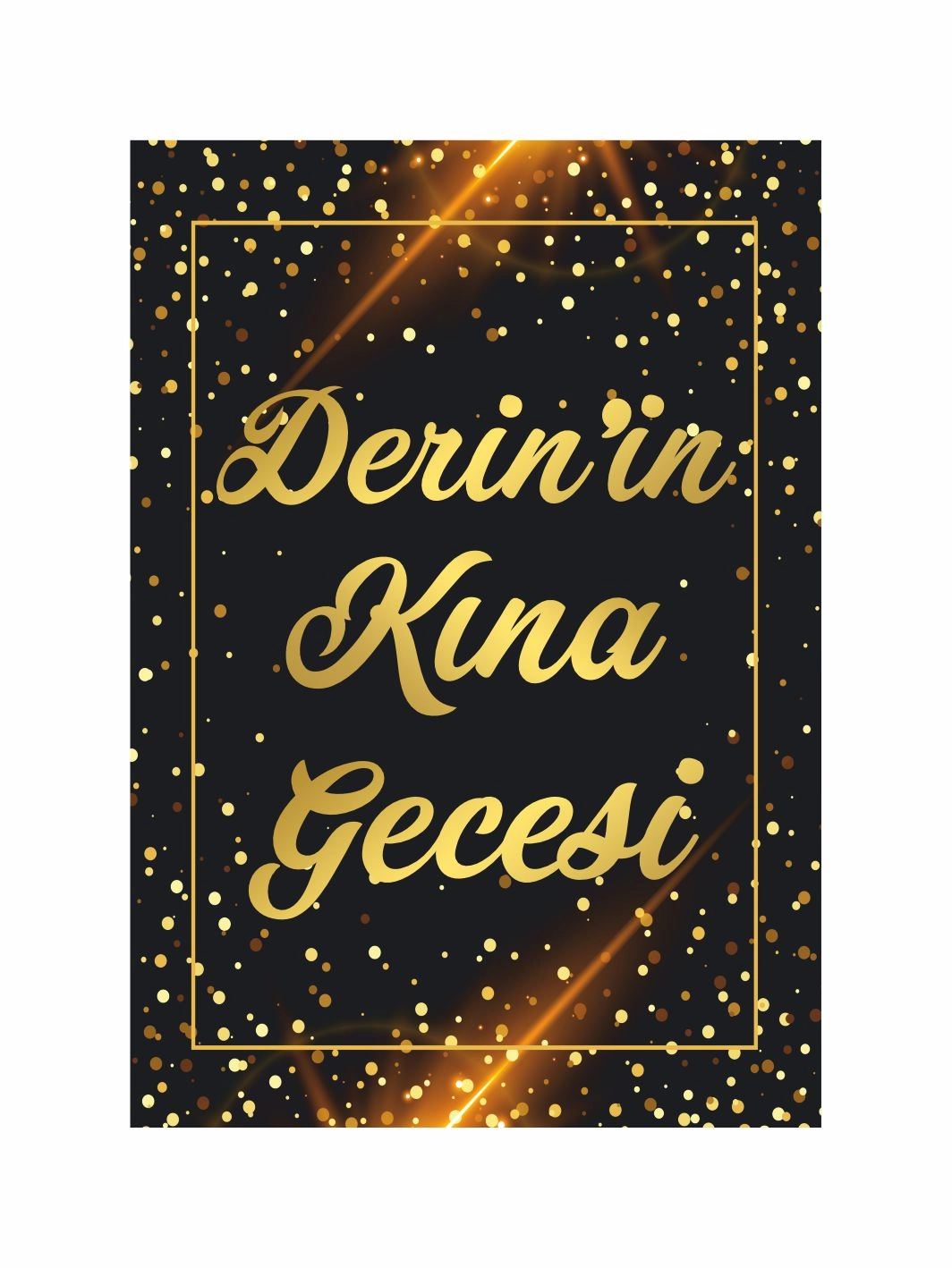 Kına Ayaklı Karşılama Panosu Gold Işıltı Zeminli