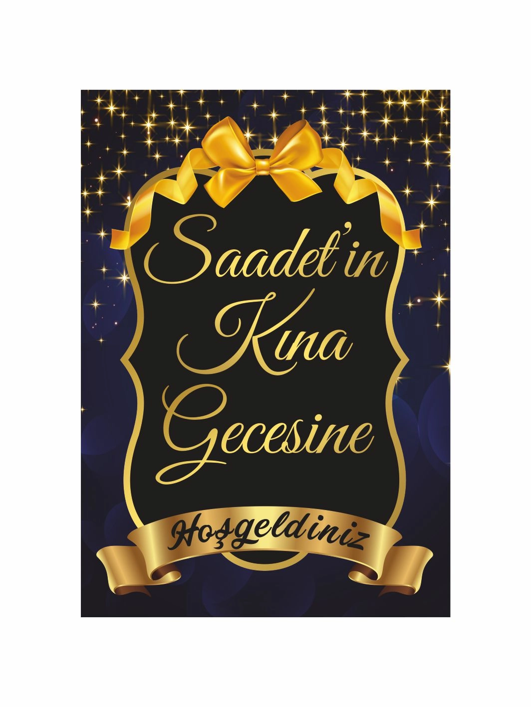 Kına Ayaklı Pano Gold Işıltı Gece Konsept