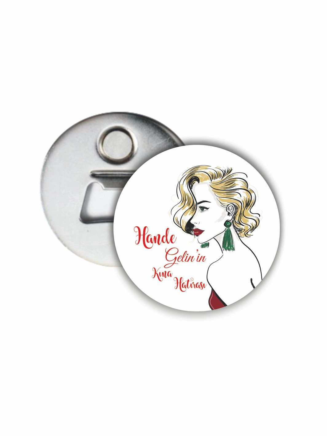 Kına Gecesi Açacak Magnet Gelin Yüz Tema 58mm Buton Magnet