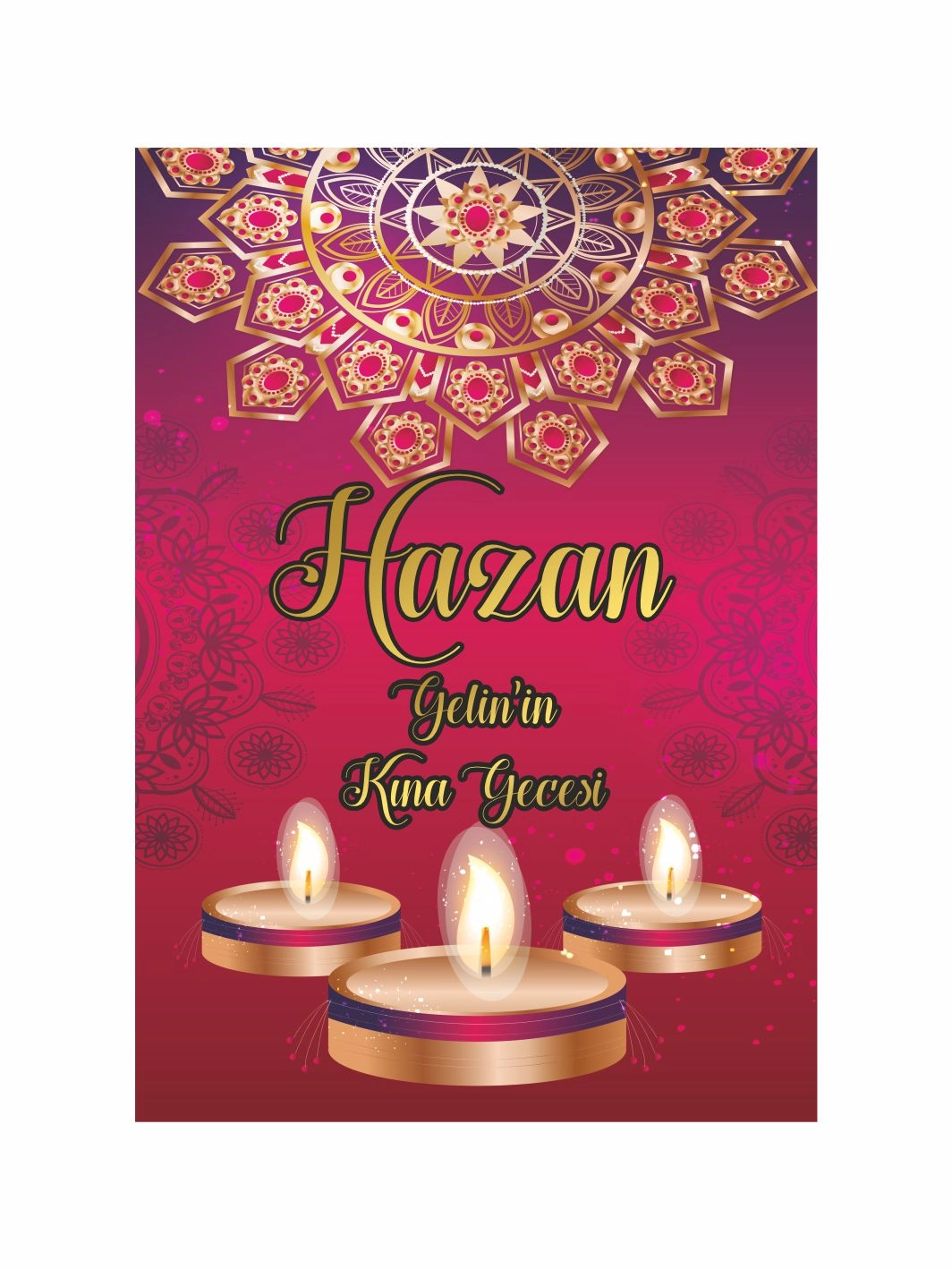 Kına Gecesi Davet Karşılama Panosu Mandala Tema Mum Konsept