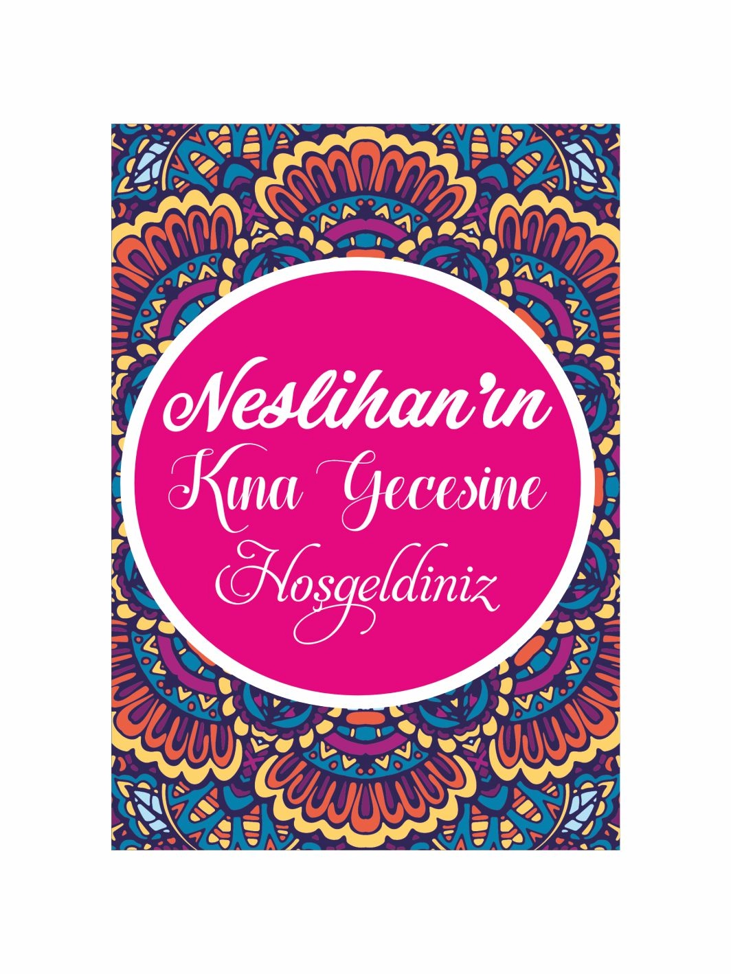 Kına Gecesi Davet Misafir Karşılama Ayaklı Pano Mandala Tema