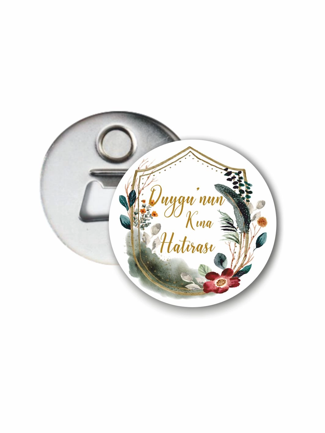 Kına Gecesi Hediyelik Açacak Magneti Vintage Tema 58mm Buton Magnet