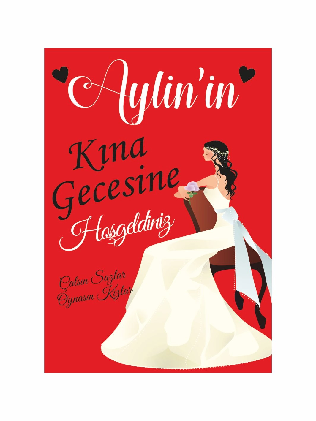 Kına Gecesi Karşılama Panosu Ayaklı Kırmızı Zemin Gelin Konsept