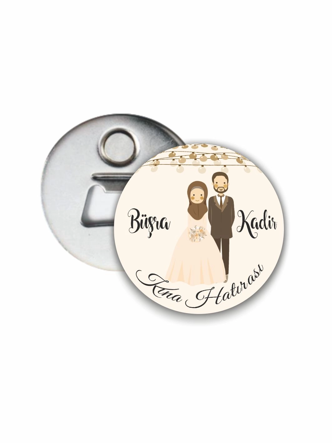 Kına Hatırası Açacak Magnet Gelin Damat Konsept 58mm Buton Magnet