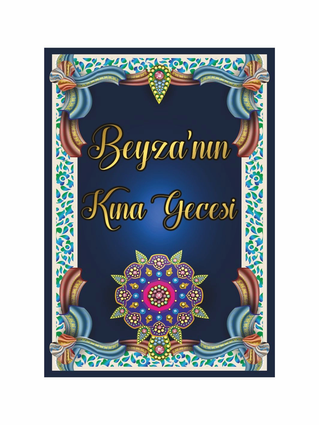 Kına Hatırası Karşılama Panosu Ayaklı Mandala Çerçeve Tema Karşılama Pano