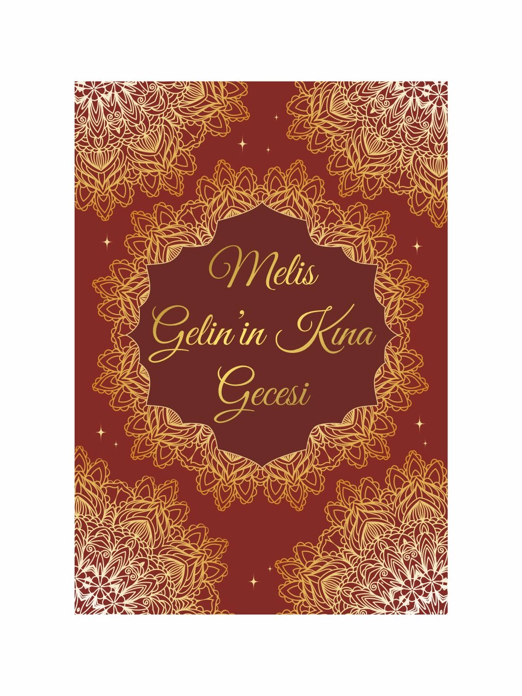 Kına Hatırası Karşılama Panosu Ayaklı Mandala Konsept Bordo Gold Renk Karşılama Pano