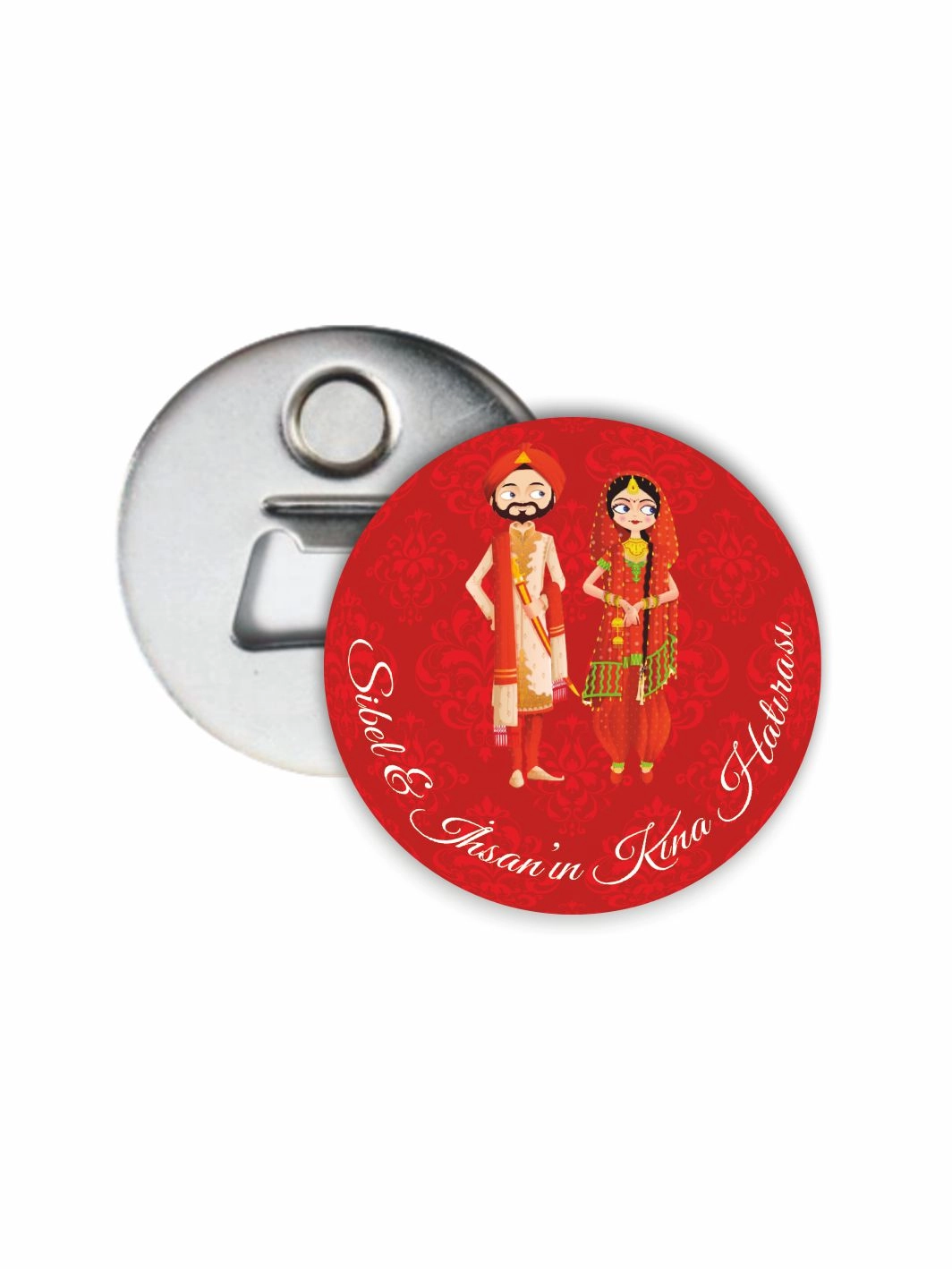 Kına Hediyesi Açacak Magnet Henna Gelin Damat Tema 58mm Buton Magnet