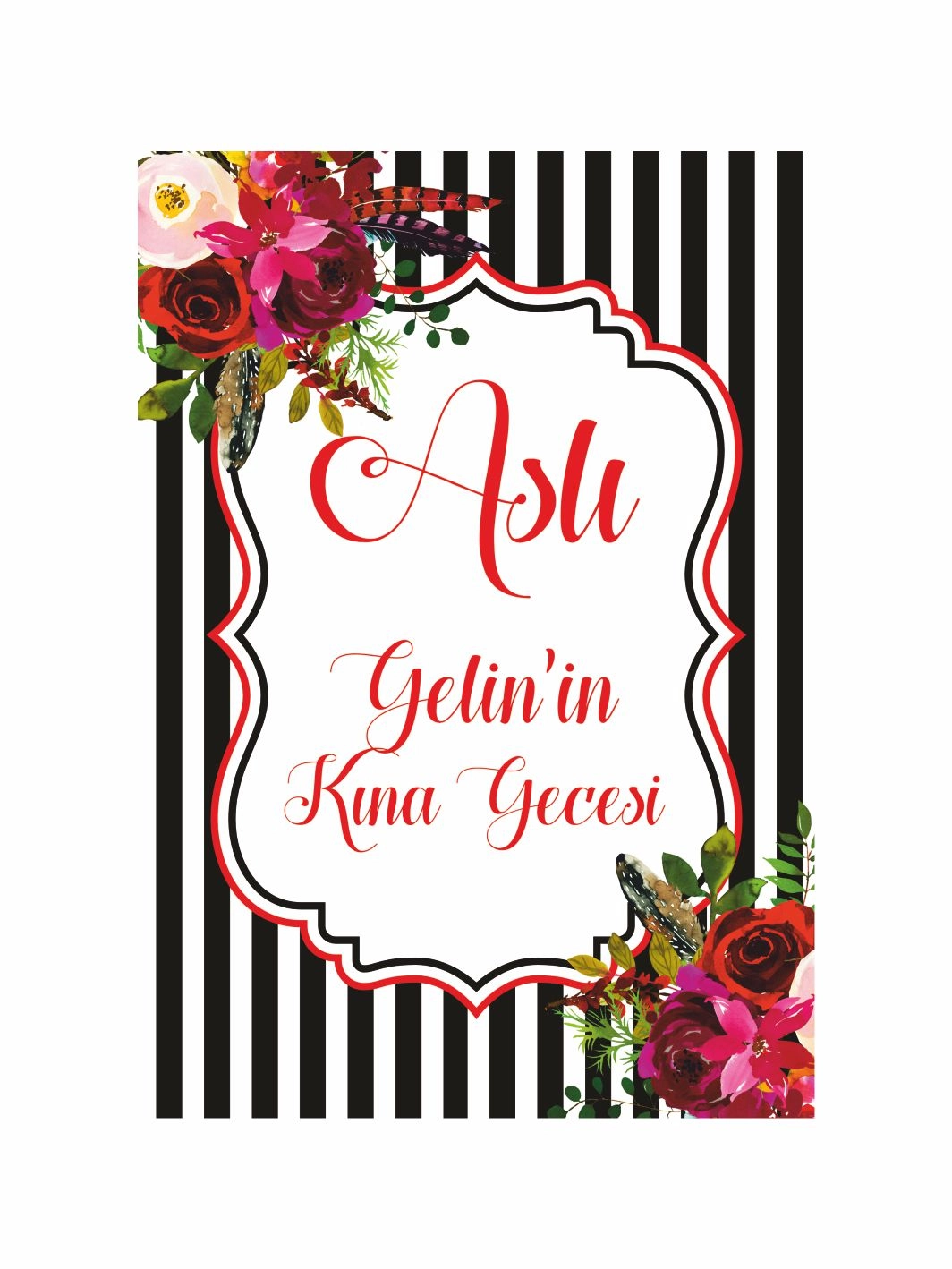 Kına Karşılama Panosu Ayaklı Boho Çiçek Çerçeve Tema Karşılama Pano