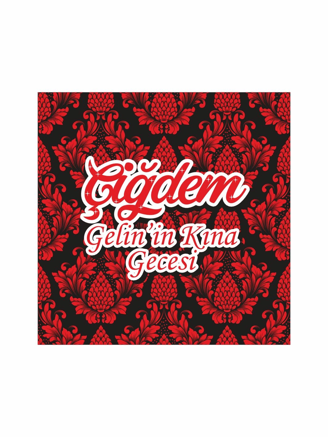 Kına Pist Kaplama Gelin Kına Gecesi Kırmızı Damask Desenli