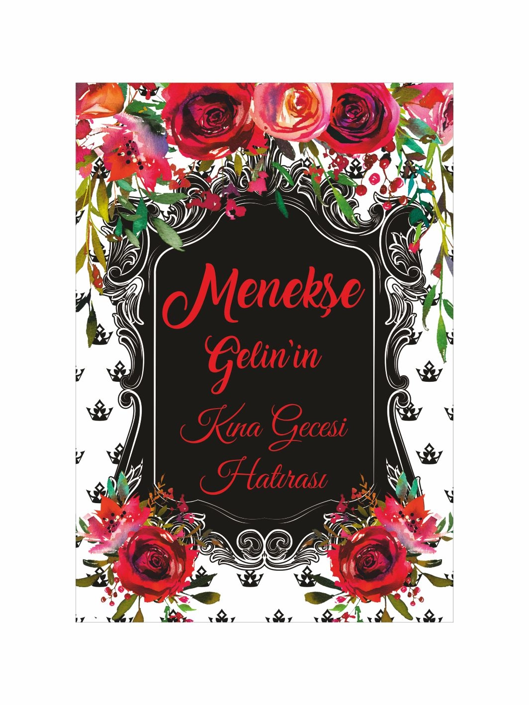 Kırmızı Boho Çiçekler Konsept Gelin Kına Ayaklı Karşılama Panosu