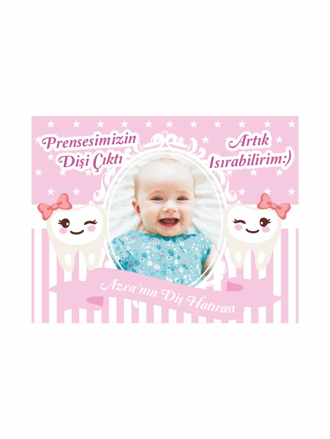 Kız Bebek Diş Partisi Hediyelik Magnet Pembe Konsept