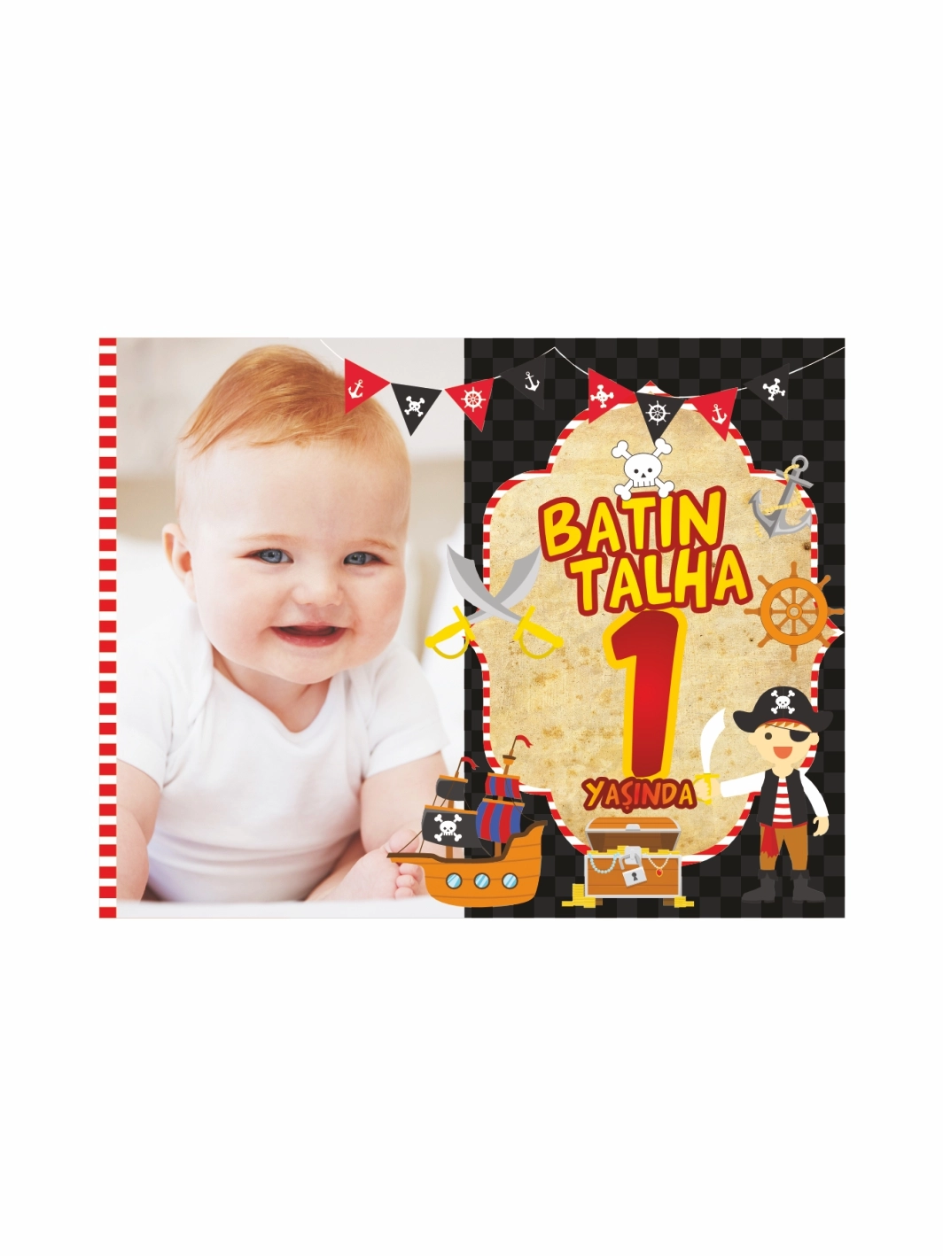 Korsan Tema Resimli 1yaş Doğum Günü Parti Magnet