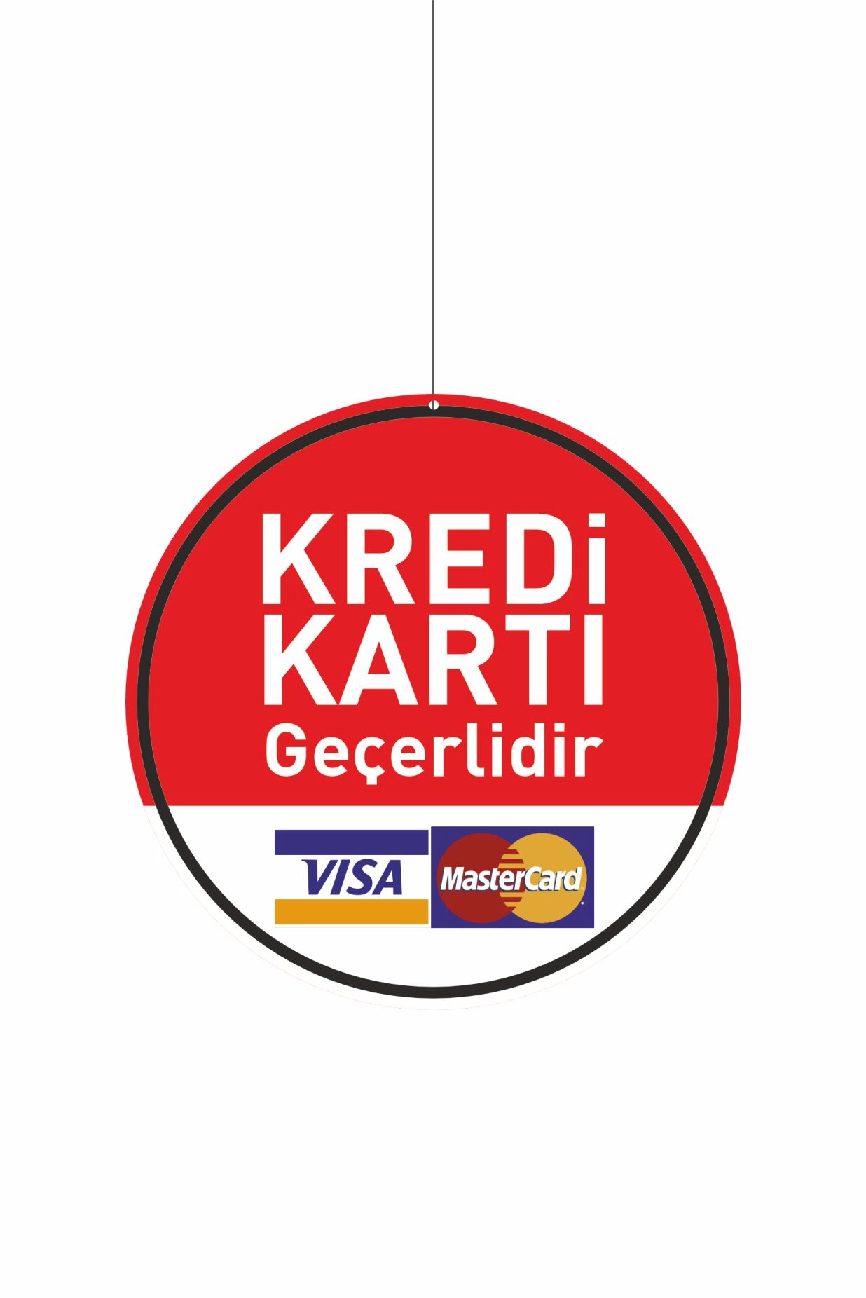 Kredi Kartı Geçerlidir Levhası Kırmızı Renk 30x30 cm