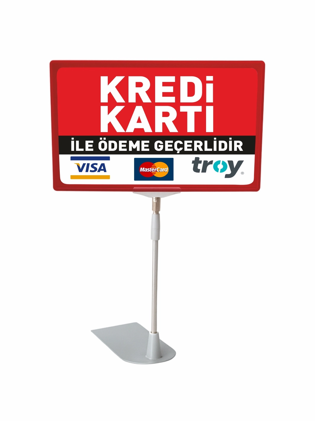 Kredi Kartı ile Ödeme Geçerlidir Ördek Ayaklı PVC Etiket Standı