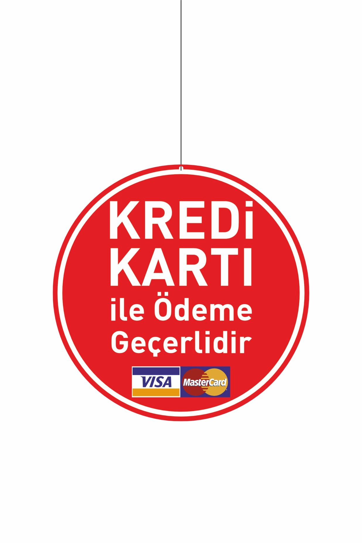 Kredi Kartı ile Ödeme Geçerlidir Levhası 30x30 cm Çift Yönlü