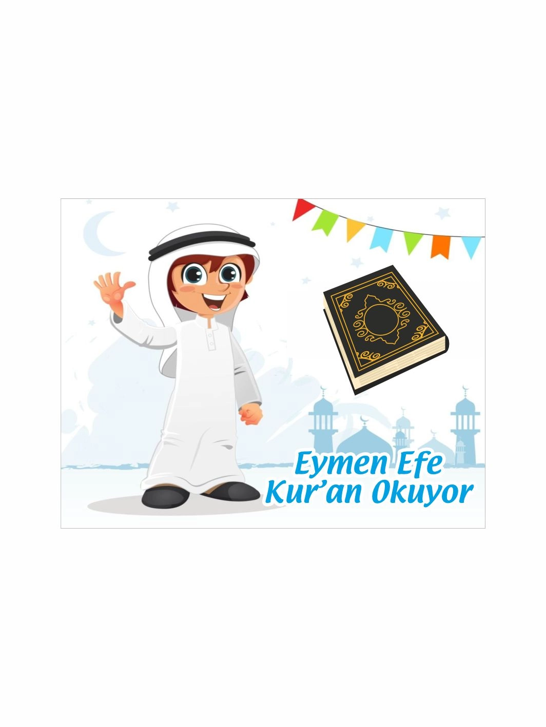 Kuran Hatırası Bayraklı Çizgi Karakterli Erkek Çocuk Temalı Magnet