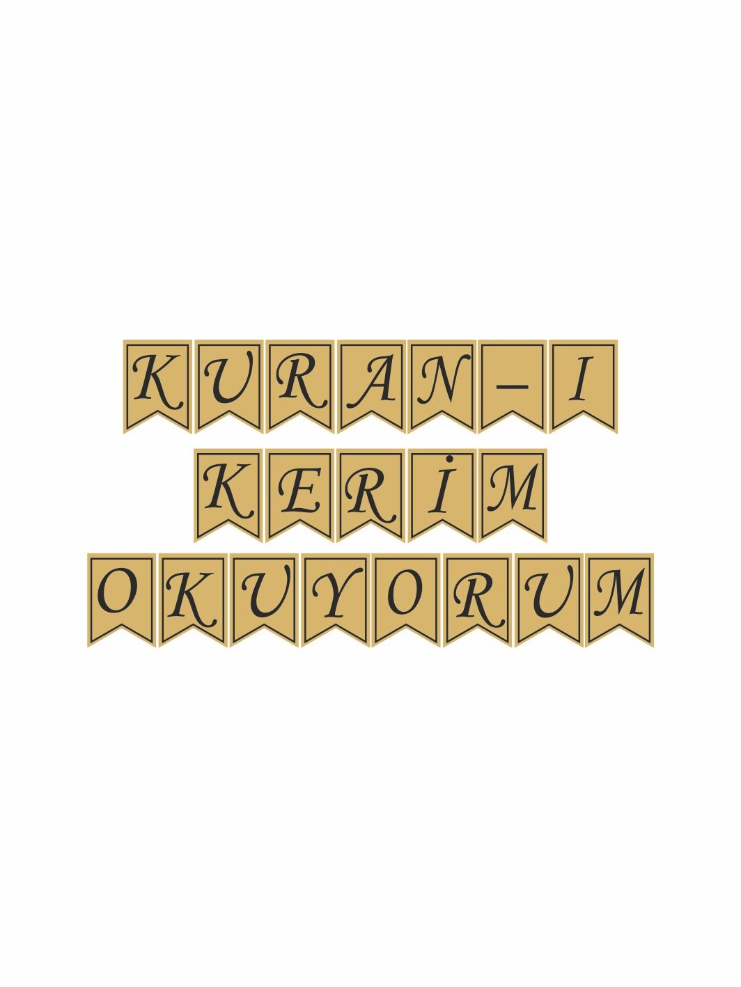 Kuran-ı Kerim Okuyorum Flama Banner Gold Siyah Renk