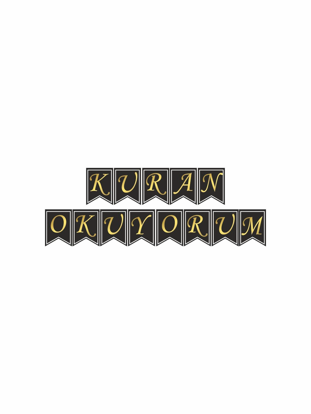 Kuran Okuyorum Flama Banner Gold Siyah Renk