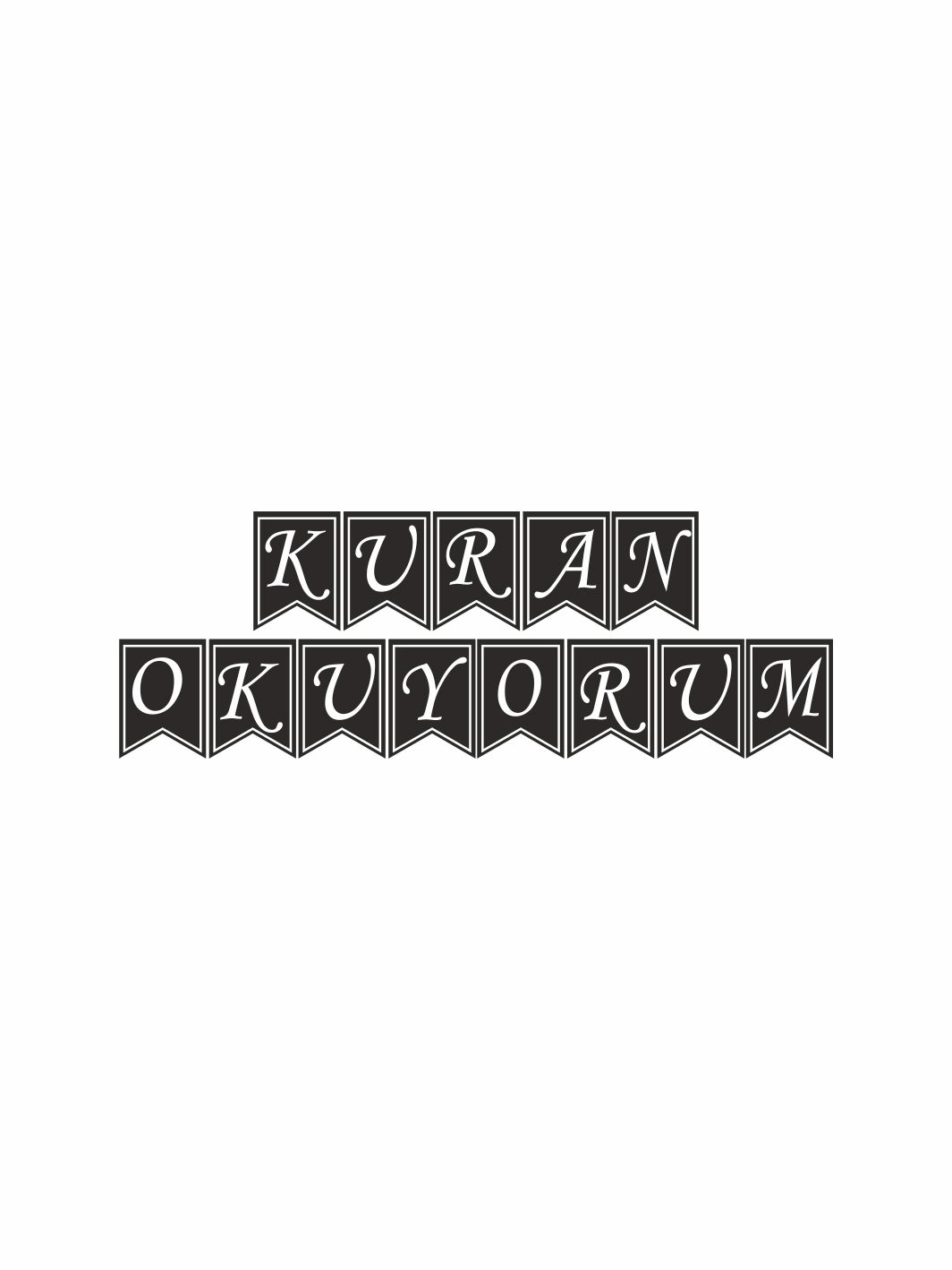 Kuran Okuyorum Flama Banner Siyah Beyaz Renk