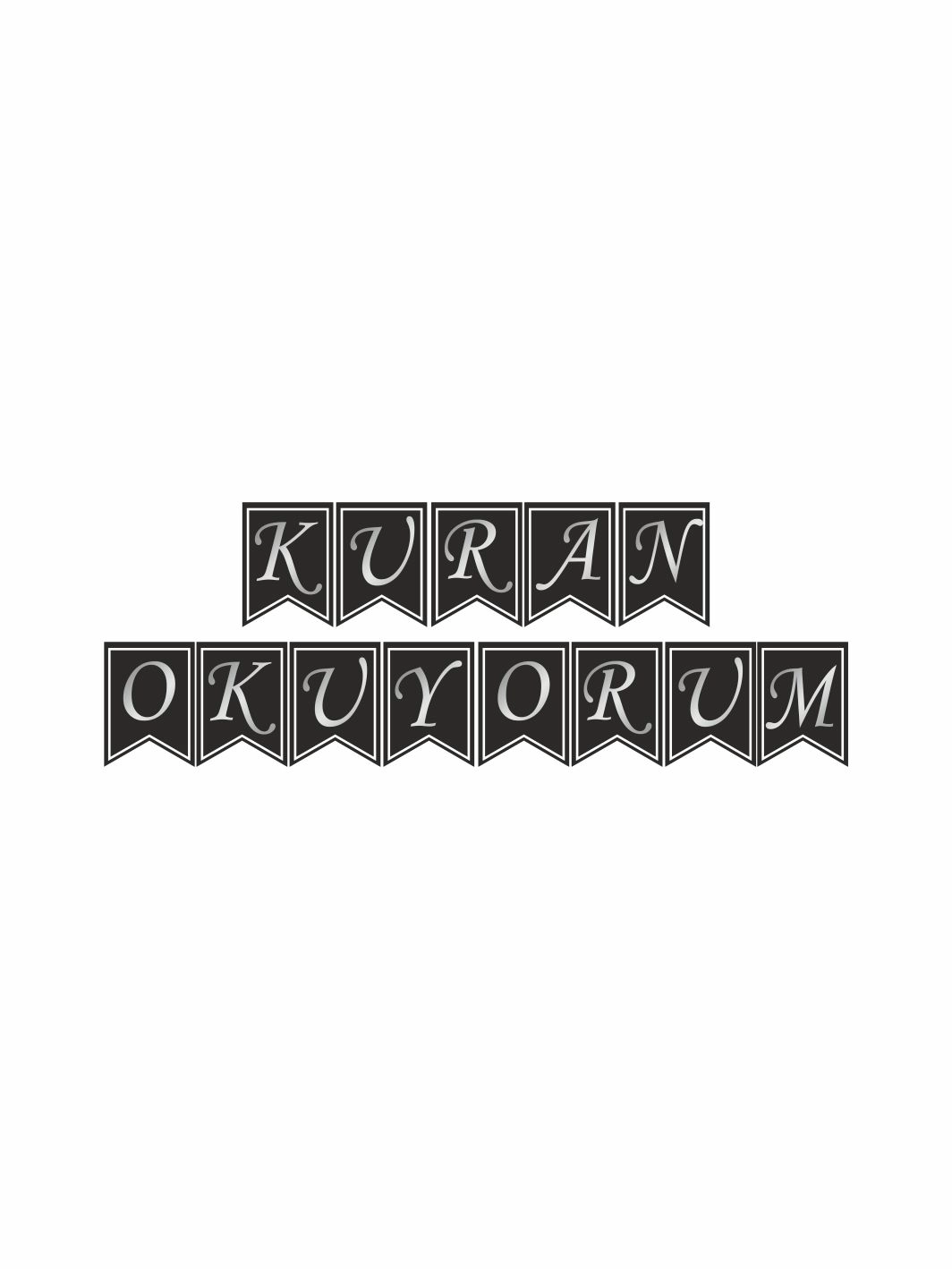 Kuran Okuyorum Flama Banner Siyah Gümüş Renk