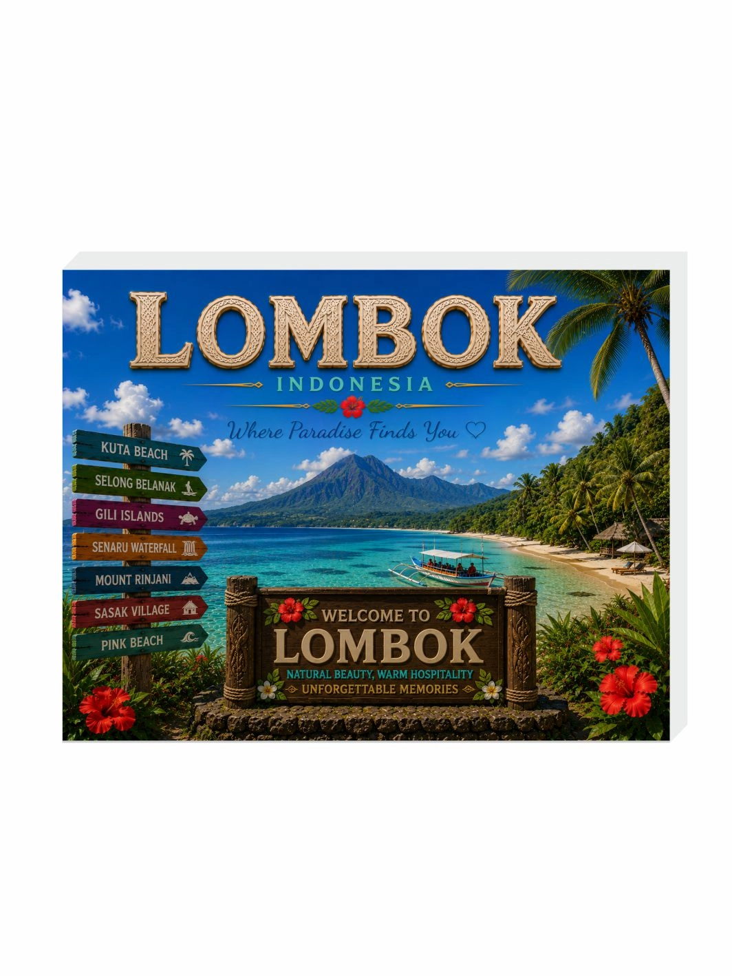 Lombok Hatırası Buzdolabı Süsü Magnet | Ada Temalı Hediyelik Magnet