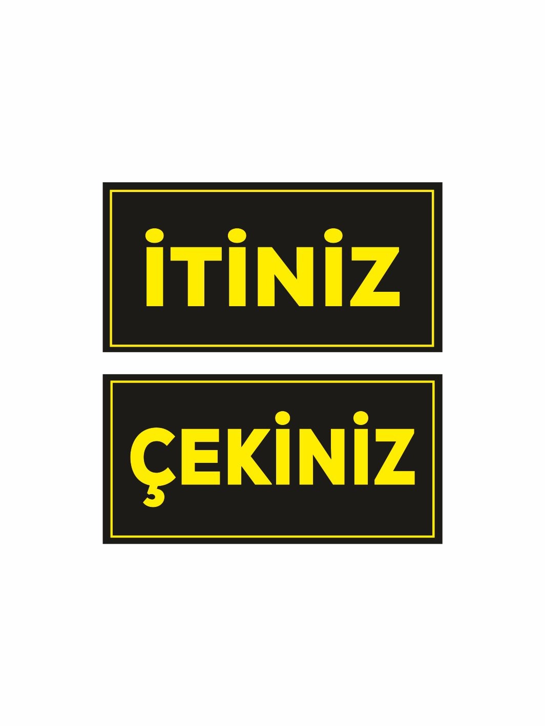 Mağaza Dükkan İşyeri Kapısı İtiniz Çekiniz Uyarı Folyo Etiket Siyah Sarı Renk 20x10 Sticker