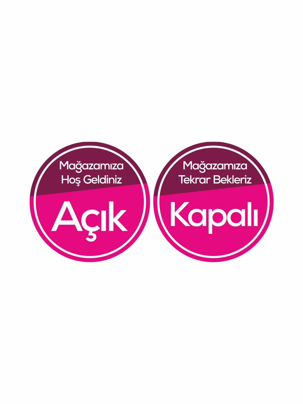 Mağaza İşyeri Dükkan Açık Kapalı Levhası Pembe Mor Renk