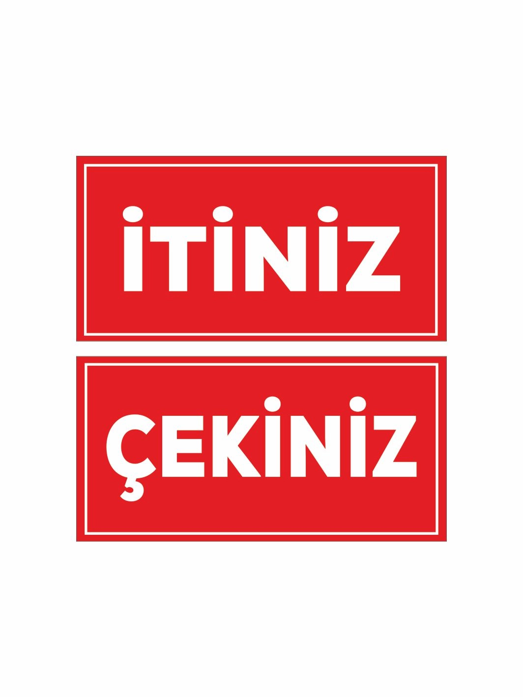Mağaza İşyeri Dükkan Kapısı İtiniz Çekiniz Folyo Etiket Kırmızı Beyaz Renk 20x10 Uyarı Stickerı