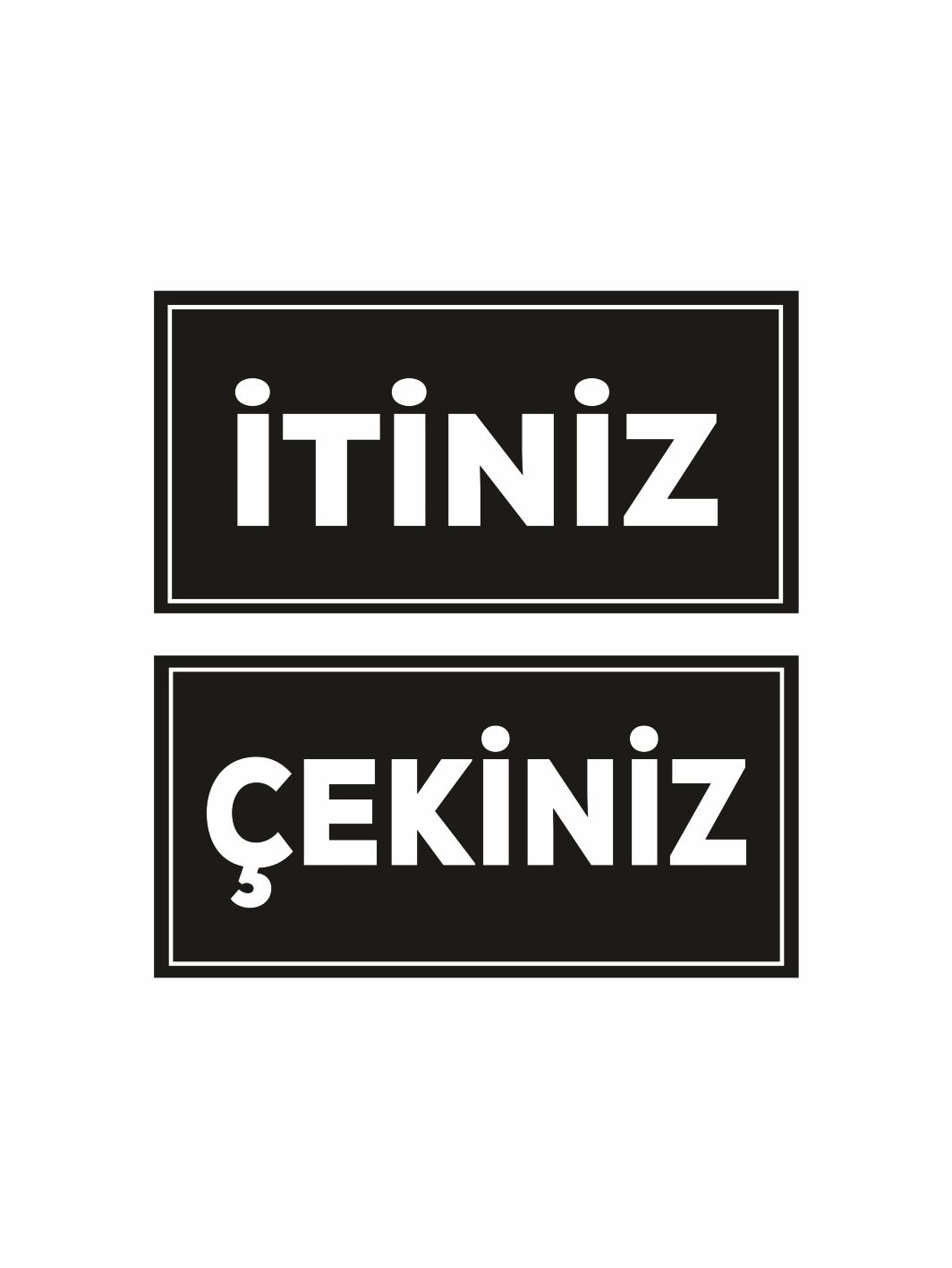 Mağaza İşyeri Dükkan Kapısı İtiniz Çekiniz Folyo Sticker Siyah Beyaz Renk 20x10 Uyarı Stickerı