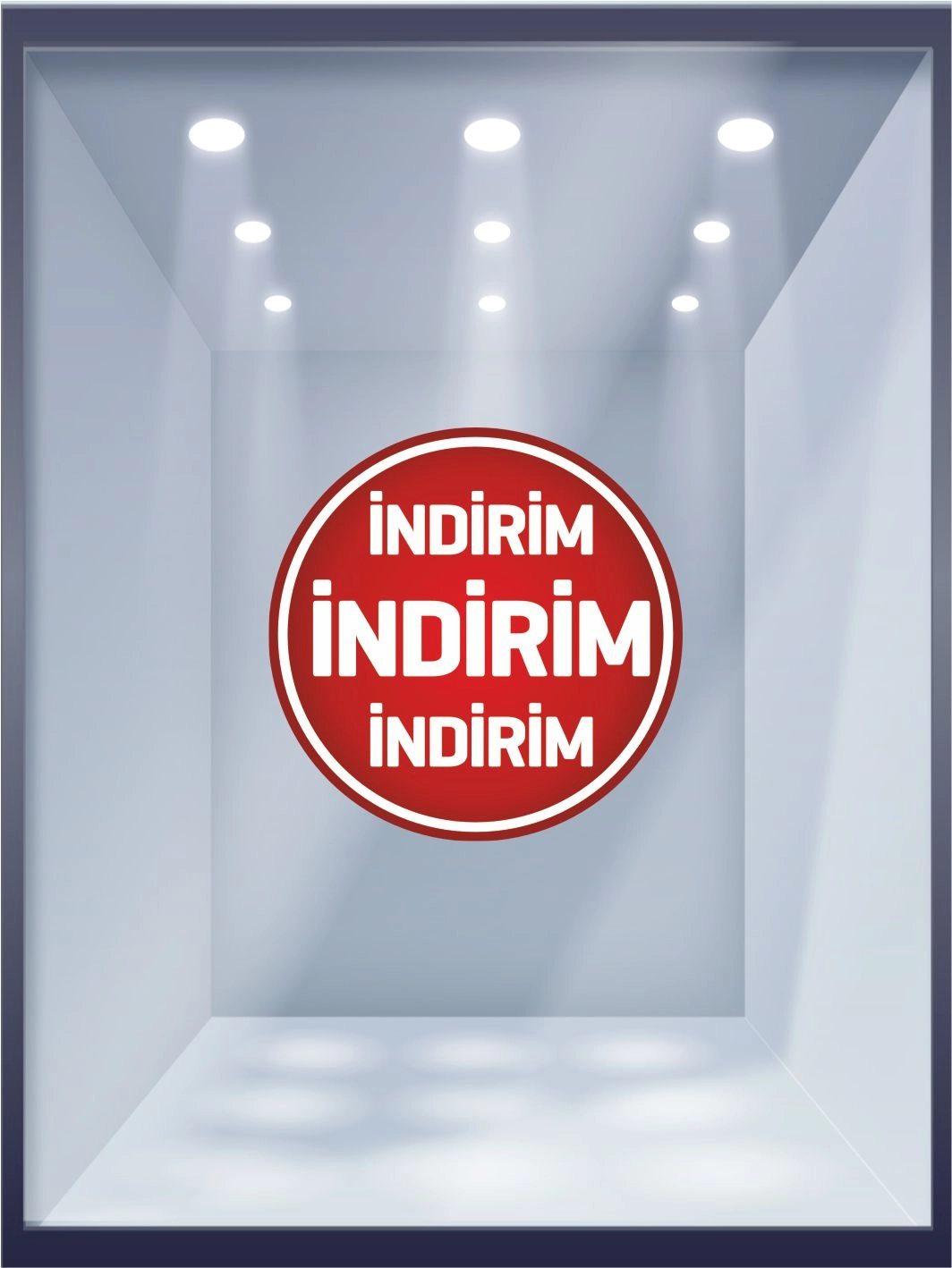 Mağaza Vitrin Folyosu İndirim Yazılı Hazır Görsel