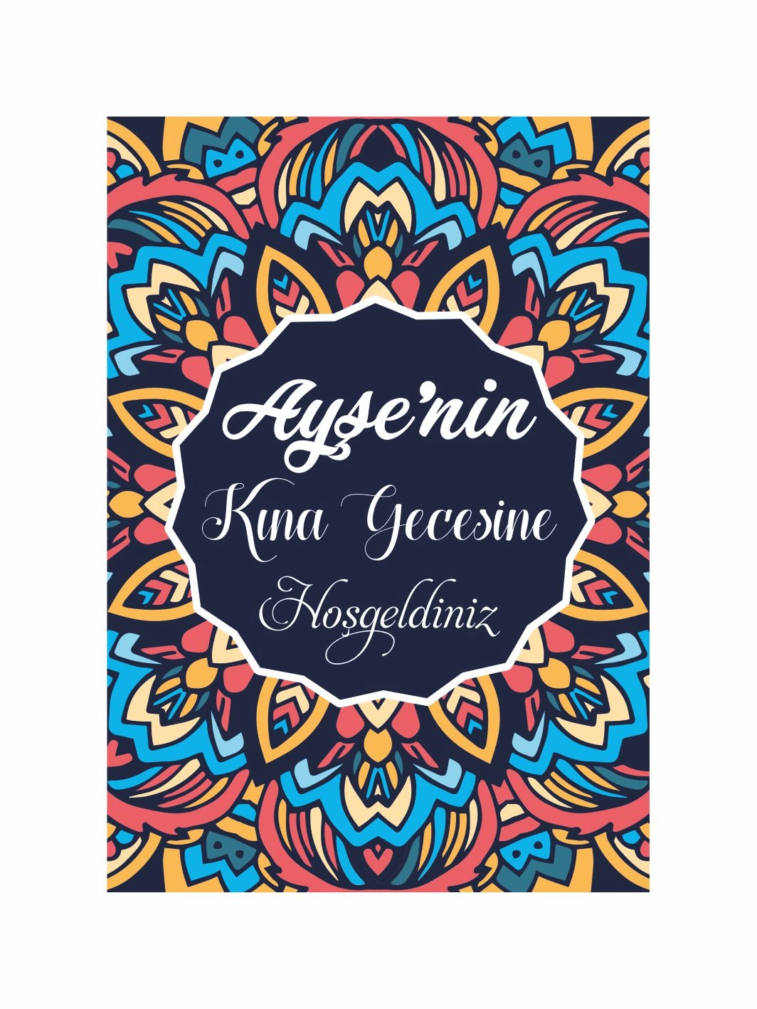 Mandala Zeminli Gelin Kına Gecesi Ayaklı Karşılama Panosu
