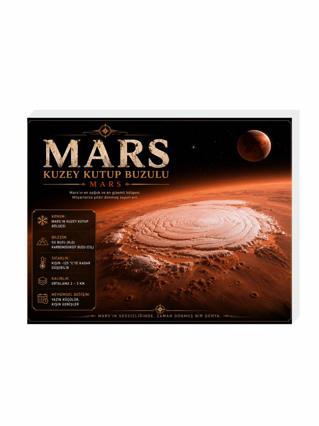 Mars Kuzey Kutup Buzulu Buzdolabı Magnet Süsü – 9x7 cm Uzay Temalı Magnet
