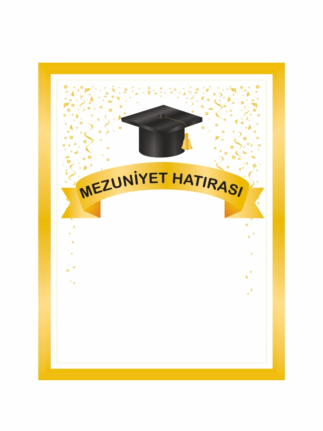Mezuniyet Arka Fon Hatırası Afişi Beyaz Gold Renk Kep Detaylı