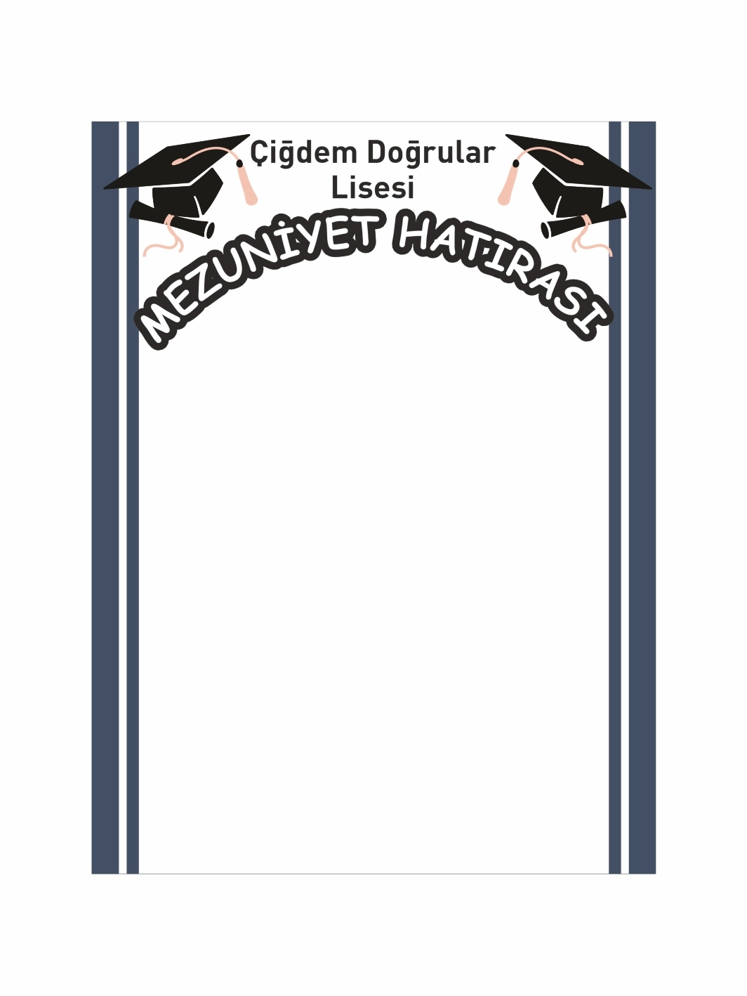 Mezuniyet Hatırası Afişi Kep Konsept Çizgi Detaylı