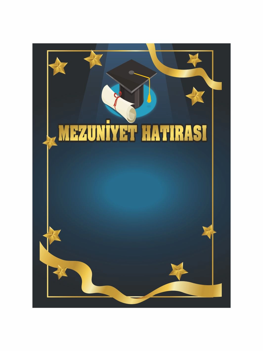 Mezuniyet Hatırası Arka Fon Afiş Mavi Gold Zemin Kep Detaylı