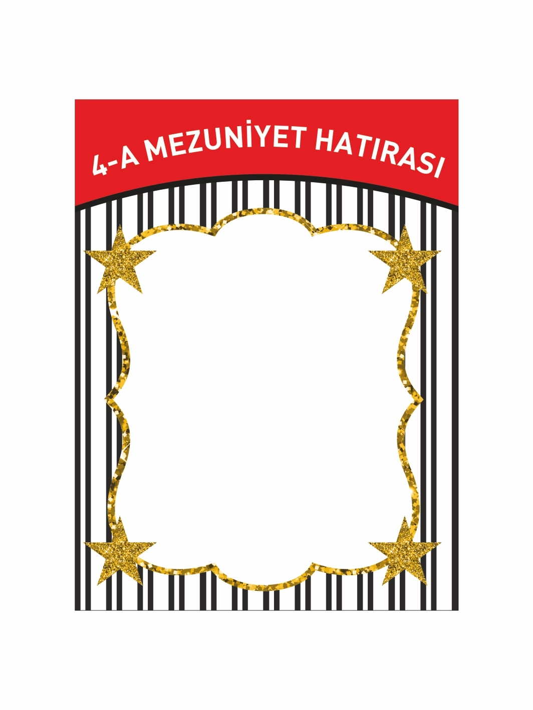 Mezuniyet Hatıraı Arka Fon Afişi Çizgi Zemin Gold Yıldız Çerçeve Tema