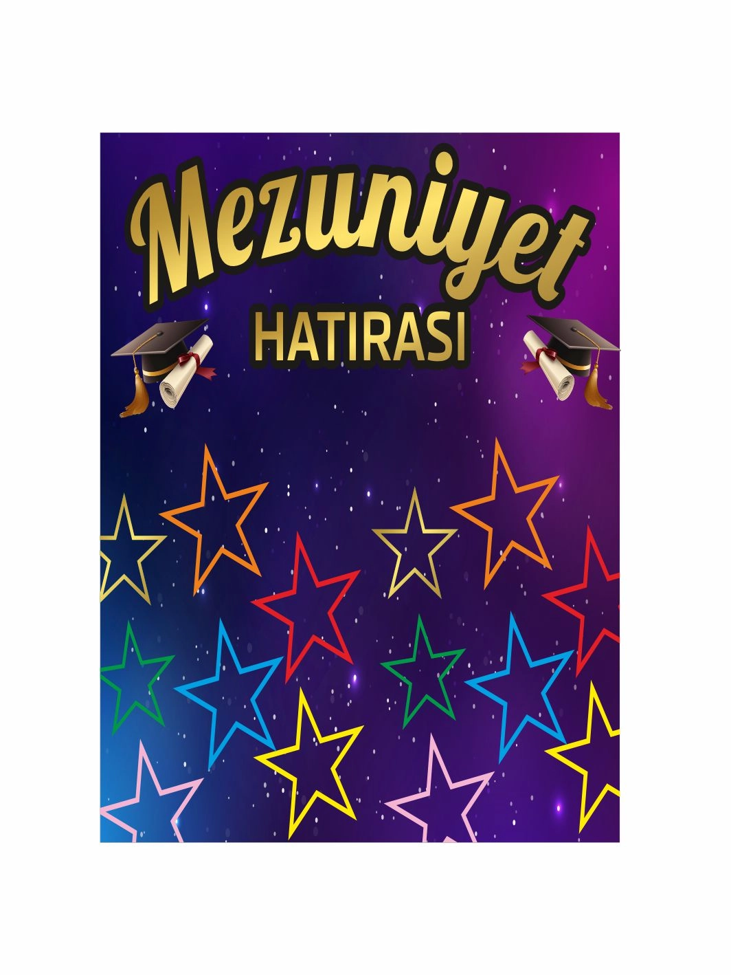 Mezuniyet Partisi Afişi Renkli Yıldızlar Tema